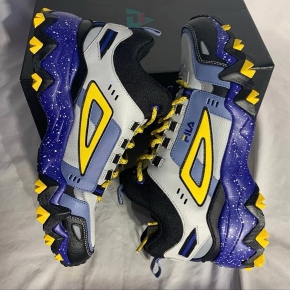 Fila Oakmont Trail Mid Top Sneakers New Black Blue Yellow Mens 8 - Picture 7 of 7